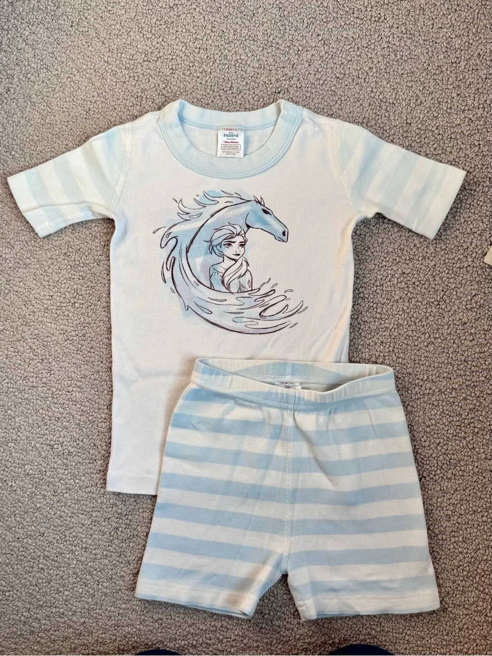 Hanna Andersson Disney Frozen Elsa Girls US 5 2pc Shorts Pajamas Organic